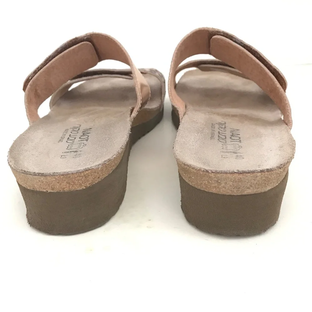 NAOT Leopard Print Sandal Leather Metallic Rose Gold Althea Women’s Size 9